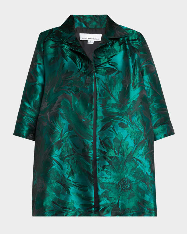 Plus Size Botanic Jacquard Party Jacket